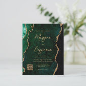 Papier Invitation de mariage à code QR Agate Vert Émeraud (Debout devant)