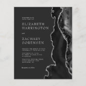Papier Invitation de mariage à code QR argent Agate noir  (Devant)