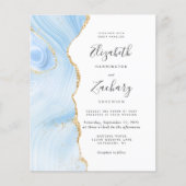 Papier Invitation de mariage à code QR bleu bébé doré aga (Devant)