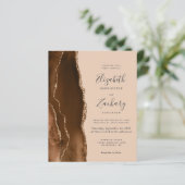 Papier Invitation de mariage à code QR Budget Brun Or Aga (Debout devant)