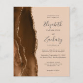 Papier Invitation de mariage à code QR Budget Brun Or Aga (Devant)