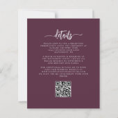 Papier Invitation de mariage à code QR floral argent mauv (Dos)