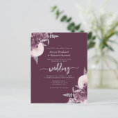 Papier Invitation de mariage à code QR floral argent mauv (Debout devant)