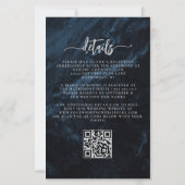 Papier Invitation de mariage à code QR floral argenté pou (Dos)