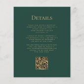 Papier Invitation de mariage à code QR floral bleu royal (Dos)