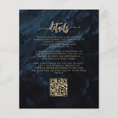 Papier Invitation de mariage à code QR floral Navy Gold à (Dos)