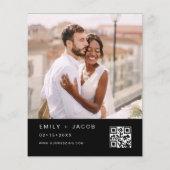 Papier Invitation de mariage à code QR noir et blanc à pe (Dos)