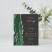 Papier Invitation de mariage à code QR Or Vert Émeraude B (Debout devant)