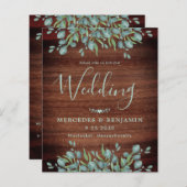 Papier Invitation de mariage à code QR rustique Eucalyptu (Devant / Derrière)