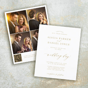 Papier Invitation de mariage à collage photo 4 avec QR co