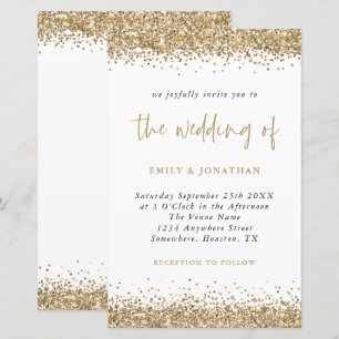 Papier Invitation de mariage à confettis dorés pailletés 