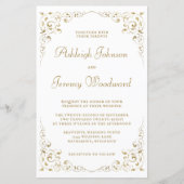 Papier Invitation de mariage à feuillage de script Budget (Devant)