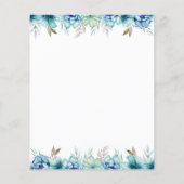 Papier Invitation de mariage à fleurs bleues BUDGET vert  (Dos)