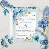 Papier Invitation de mariage à fleurs bleues BUDGET vert 