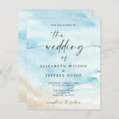 Papier Invitation de mariage à la plage d'été sur l'océan (Devant / Derrière)