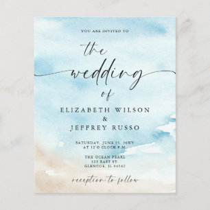 Papier Invitation de mariage à la plage d'été sur l'océan