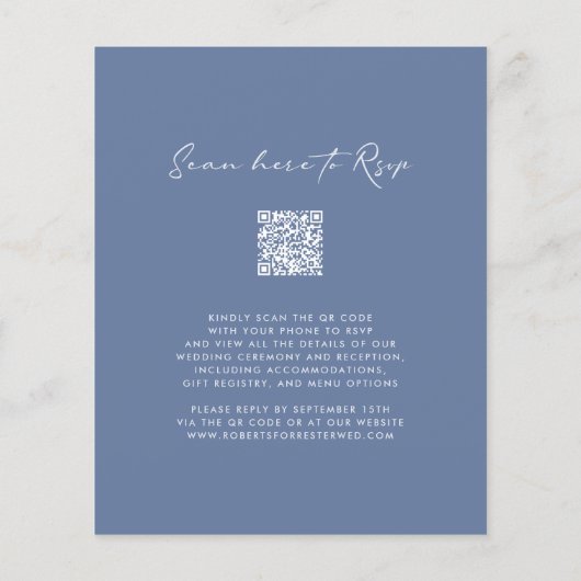 Papier Invitation de mariage à monogramme avec code QR et (Dos)