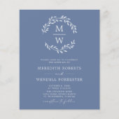 Papier Invitation de mariage à monogramme avec code QR et (Devant)