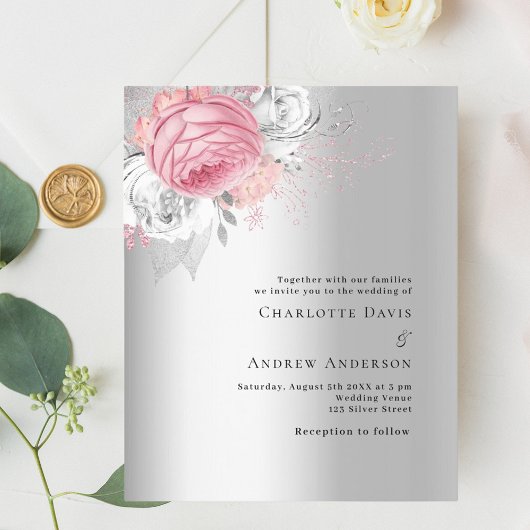 Papier Invitation de mariage à petit budget avec fleurs a