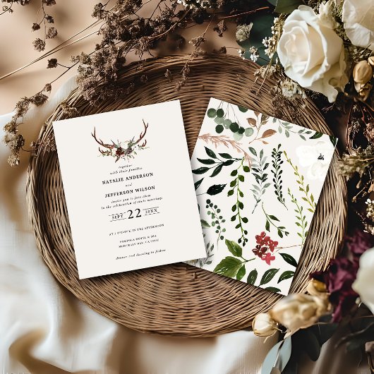 Papier Invitation de mariage à petit budget cerf rustique