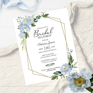 Papier Invitation de mariage à thé floral bleu à petit bu