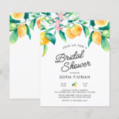 Papier Invitation de mariage à thème citron à petit budge (Devant / Derrière)