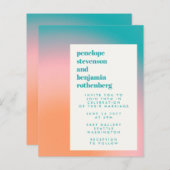 Papier Invitation de mariage Abstrait rose Turquoise dégr (Devant / Derrière)