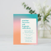 Papier Invitation de mariage Abstrait rose Turquoise dégr (Debout devant)