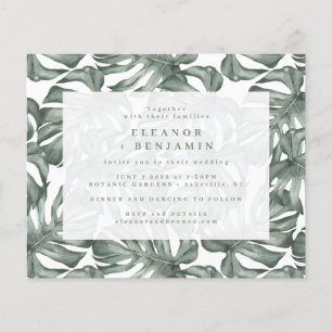 Papier Invitation de mariage aquarelle boho Monstera à pe