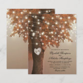 Papier Invitation de mariage arbre coeur automne rustique (Devant / Derrière)
