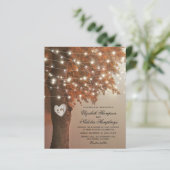 Papier Invitation de mariage arbre coeur automne rustique (Debout devant)
