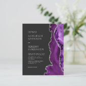 Papier Invitation de mariage argent et agate violette à p (Debout devant)