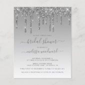 Papier Invitation de mariage argentée à paillettes Budget (Devant)