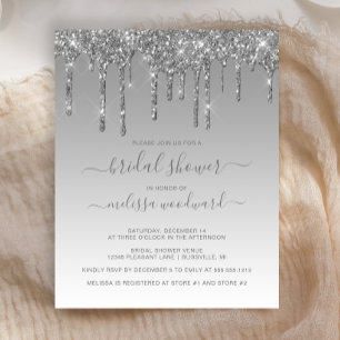 Papier Invitation de mariage argentée à paillettes Budget