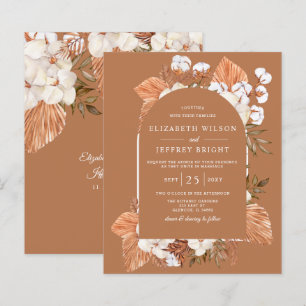 Papier Invitation de mariage arquée en terre cuite Pampas