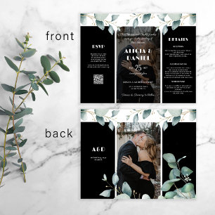 Papier Invitation de mariage au eucalyptus avec photo QR 