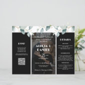 Papier Invitation de mariage au eucalyptus avec QR code d (Debout devant)