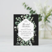 Papier Invitation de mariage au eucalyptus de budget noir (Debout devant)