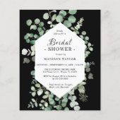 Papier Invitation de mariage au eucalyptus de budget noir (Devant)