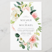 Papier Invitation de mariage avec code QR de fleurs de ja (Devant)