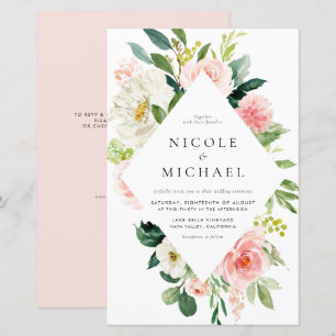 Papier Invitation de mariage avec code QR de fleurs de ja
