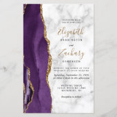Papier Invitation de mariage avec code QR en marbre d'aga (Devant)