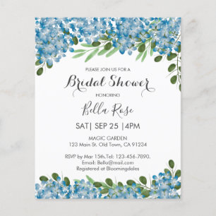 Papier Invitation de mariage avec des hortensias bleus de