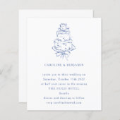 Papier Invitation de mariage avec gâteau de mariage en gr (Devant / Derrière)