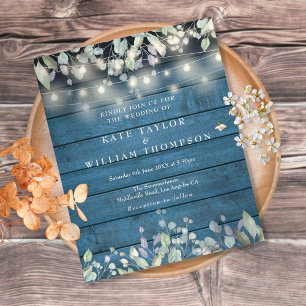 Papier Invitation de mariage avec guirlandes lilas rustiq