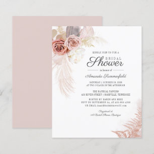 Papier Invitation de mariage avec herbe de Pampas et terr