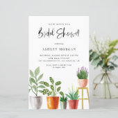 Papier Invitation de mariage avec plantes en pot à l'aqua (Debout devant)