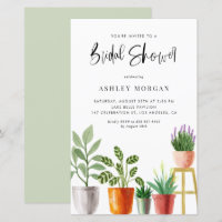 Invitation de mariage avec plantes en pot à l'aqua