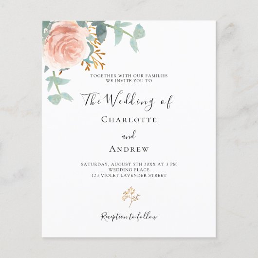 Papier Invitation de mariage avec QR code et détails RSVP (Devant)