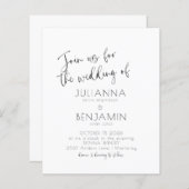 Papier Invitation de mariage blanc noir à script minimal  (Devant / Derrière)